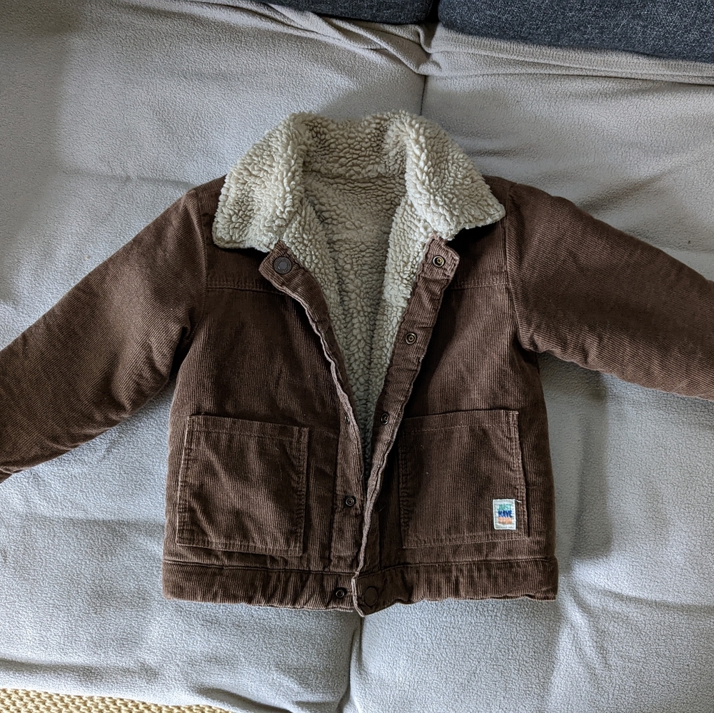 Zara Brown Sherpa-Lined Kids Jacket